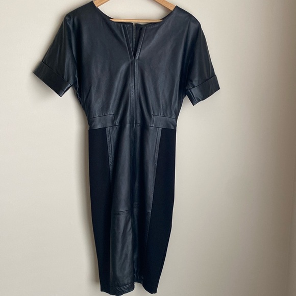 French Connection - Black Leather dress size 2 - Picture 2 of 8